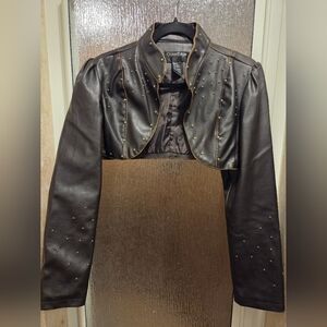 Outer Edge Cropped Pleather Jacket